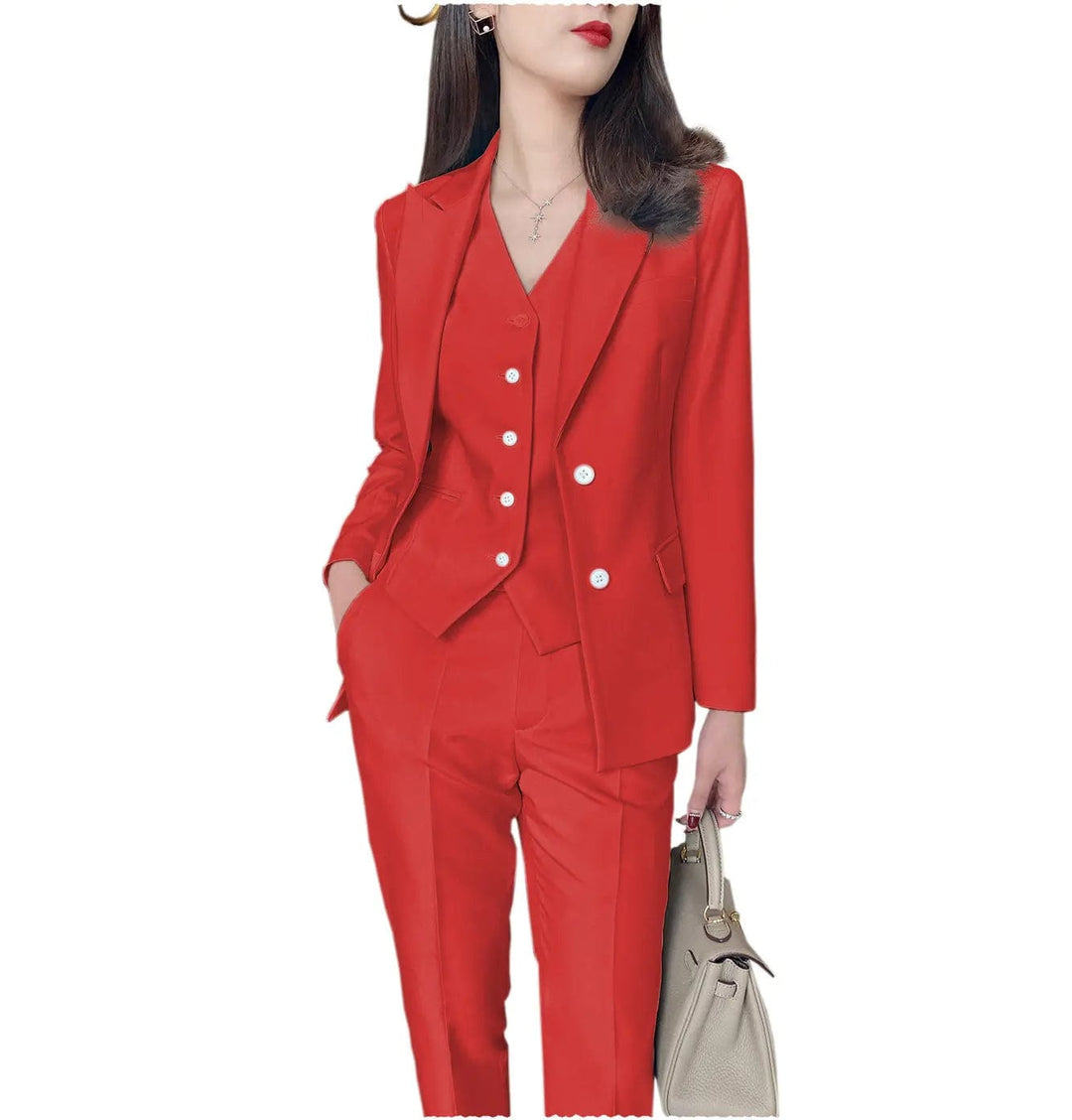 solovedress Fashion Slim Fit 3 Pieces Women Suit Peak Lapel Blazer
