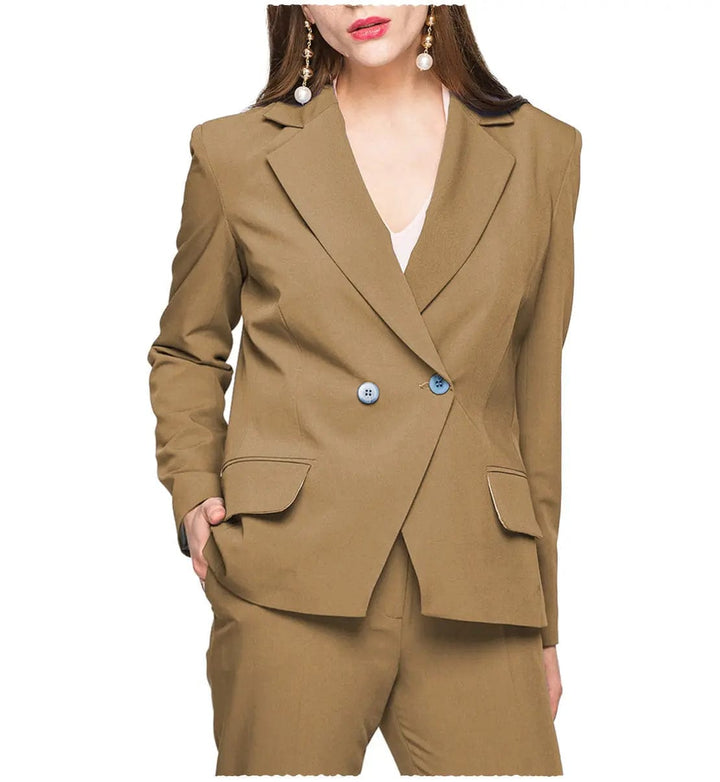 solovedress Fashion Slim Fit Flat Notch Lapel 2 Pieces Women Suit