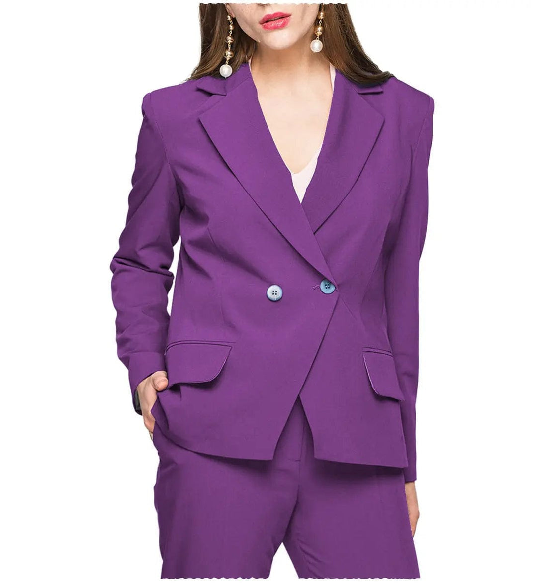solovedress Fashion Slim Fit Flat Notch Lapel 2 Pieces Women Suit
