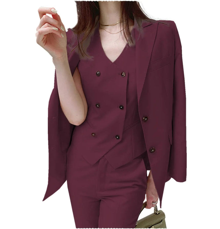 solovedress Fashion Slim Fit Peak Lapel Blazer 3 Pieces Women Suit (Blazer+vest+Pants)