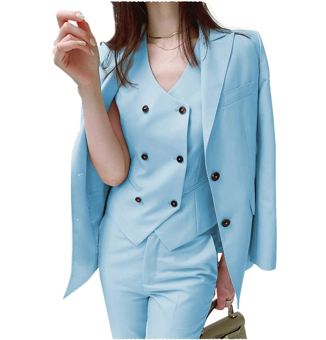 solovedress Fashion Slim Fit Peak Lapel Blazer 3 Pieces Women Suit (Blazer+vest+Pants)