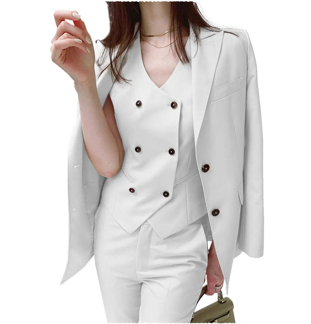 solovedress Fashion Slim Fit Peak Lapel Blazer 3 Pieces Women Suit (Blazer+vest+Pants)