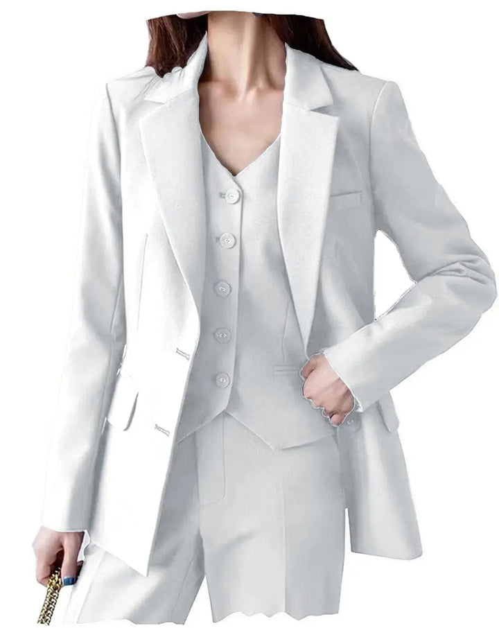 solovedress Fashion Women Suit 3 Pieces Flat Notch Lapel (Blazer+vest+Pants)