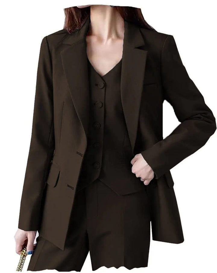 solovedress Fashion Women Suit 3 Pieces Flat Notch Lapel (Blazer+vest+Pants)
