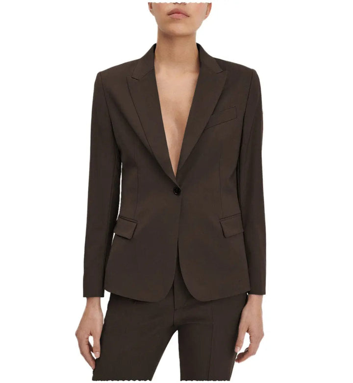 solovedress Flat Single Buttons 2 Pieces Women Suit Peak Lapel Blazer