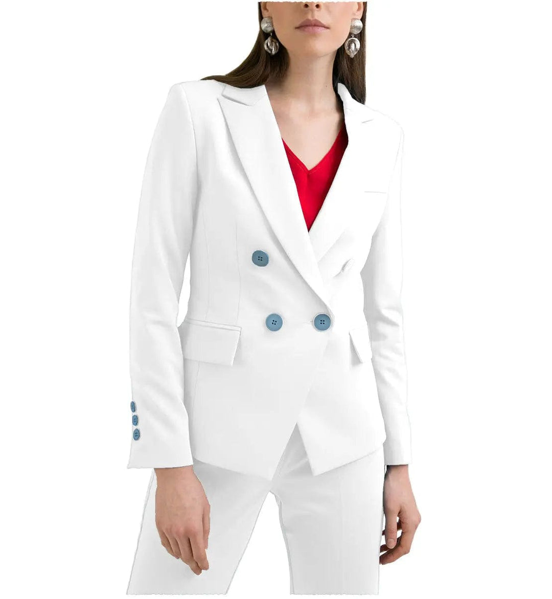 solovedress Formal 2 Pieces Women Suit Flat Peak Lapel Blazer