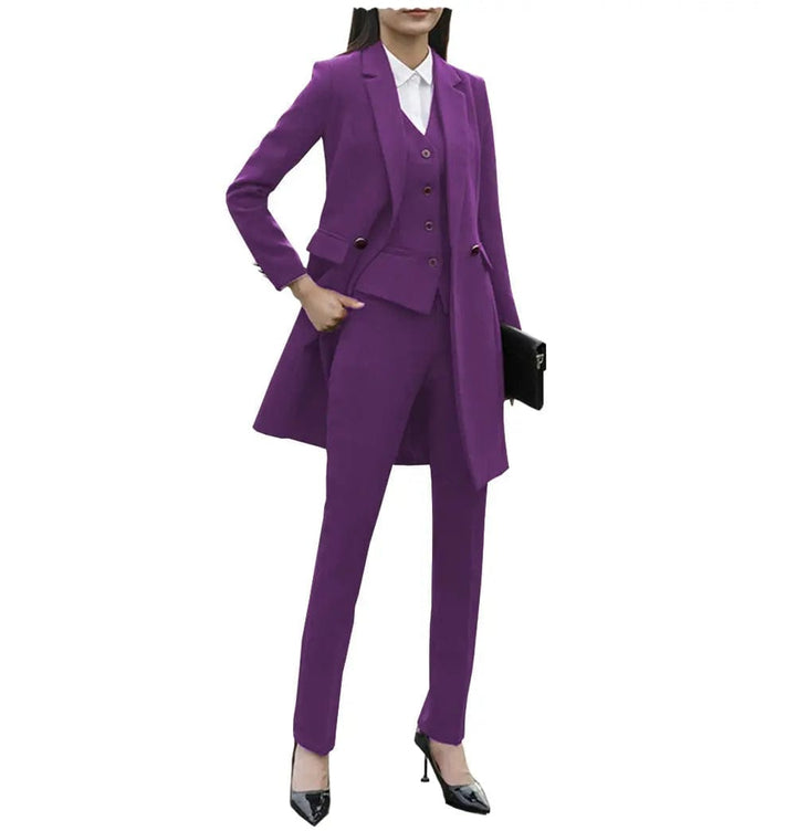 solovedress Formal Business 3 Pieces Women Suit Flat Notch Lapel (Blazer+vest+Pants)