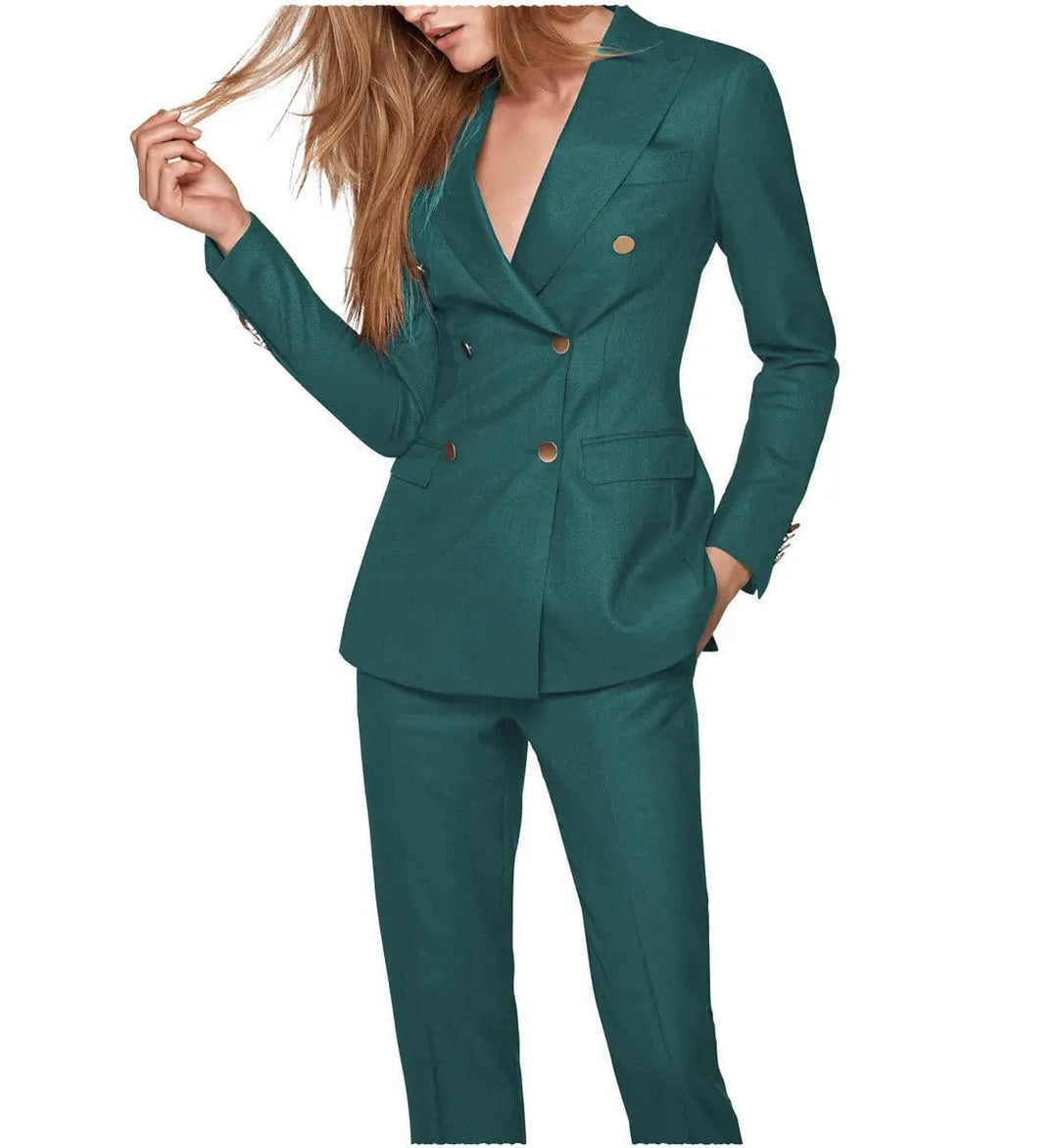 solovedress Formal Flat 2 Pieces Women Suit Peak Lapel Blazer