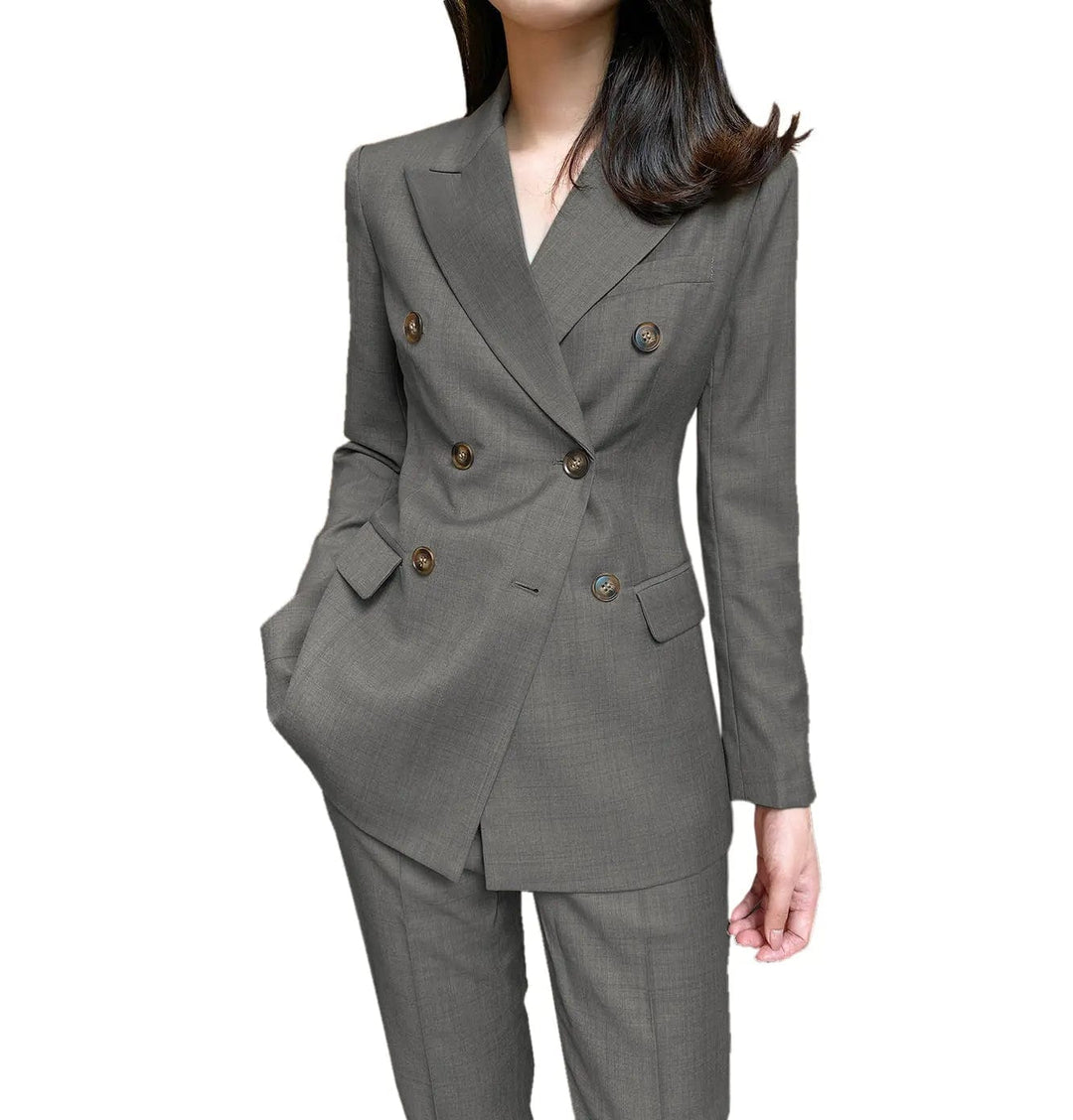 solovedress Formal Flat 2 Pieces Women Suit Peak Lapel Blazer (Blazer+Pants)