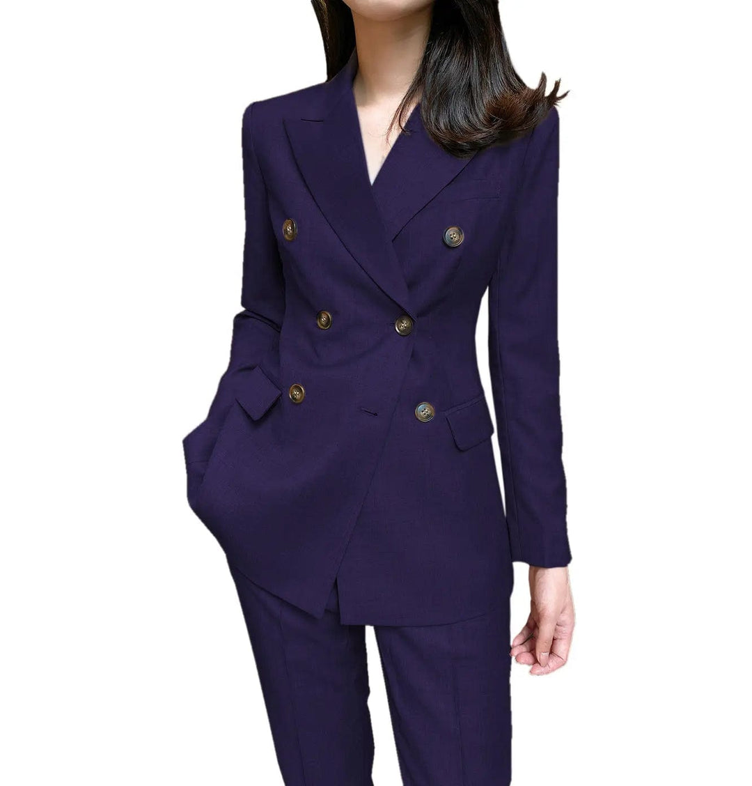 solovedress Formal Flat 2 Pieces Women Suit Peak Lapel Blazer (Blazer+Pants)