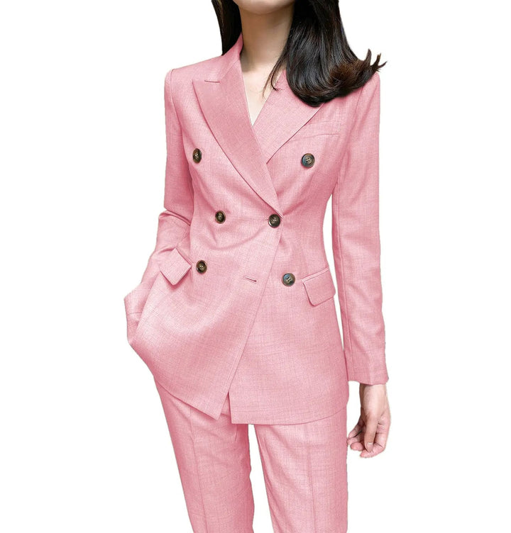 solovedress Formal Flat 2 Pieces Women Suit Peak Lapel Blazer (Blazer+Pants)