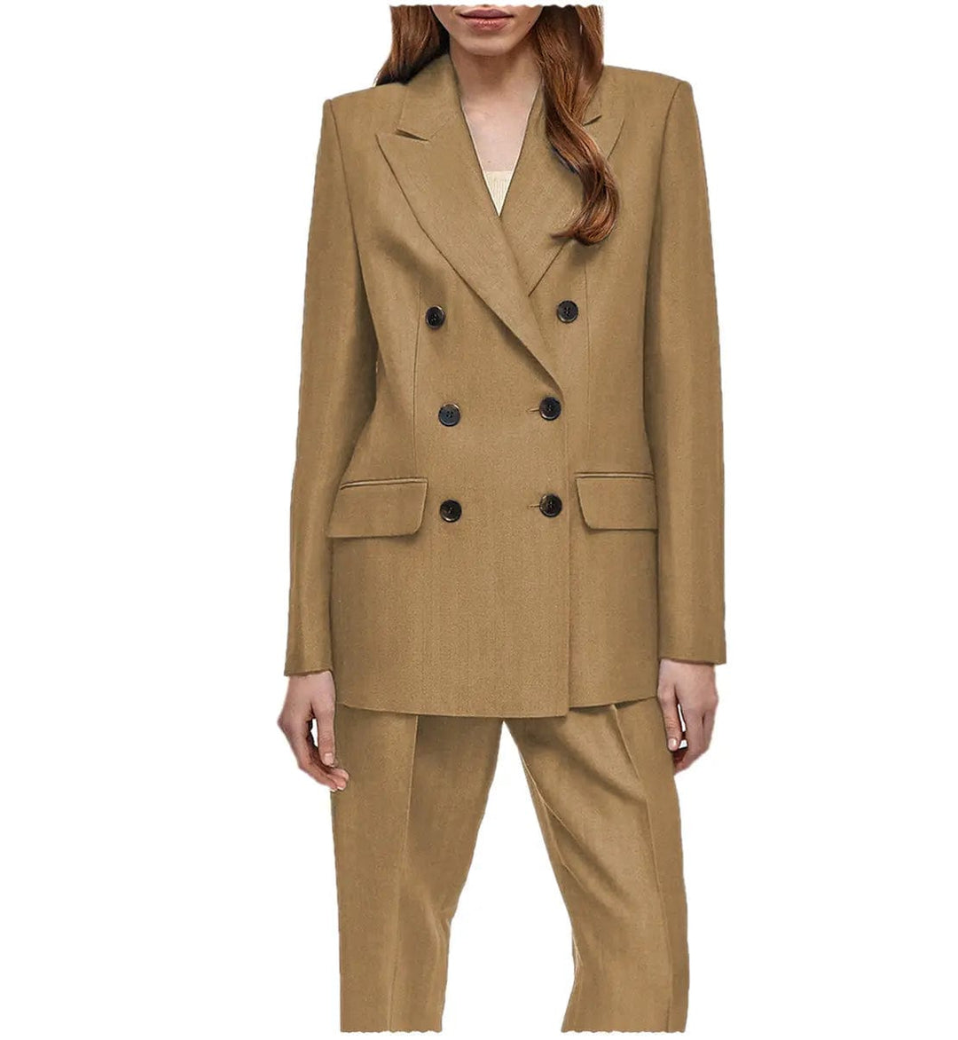 solovedress Formal Flat Peak Lapel 2 Pieces Suit Women (Blazer+Pants)