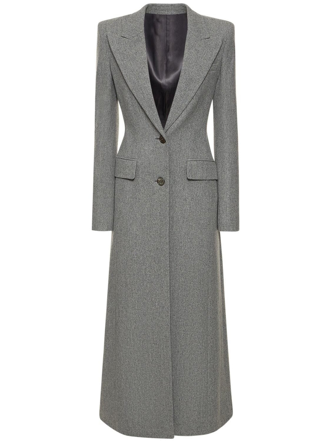 solovedress Grey Tweed Double Button Women's Long Coat