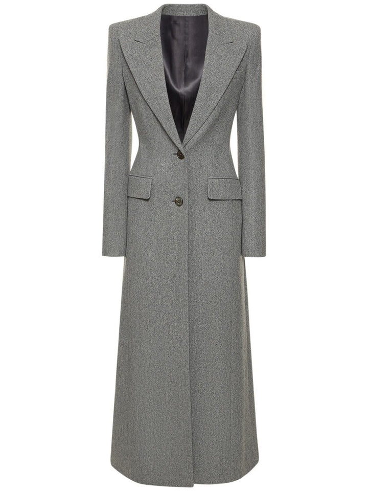 solovedress Grey Tweed Double Button Women's Long Coat