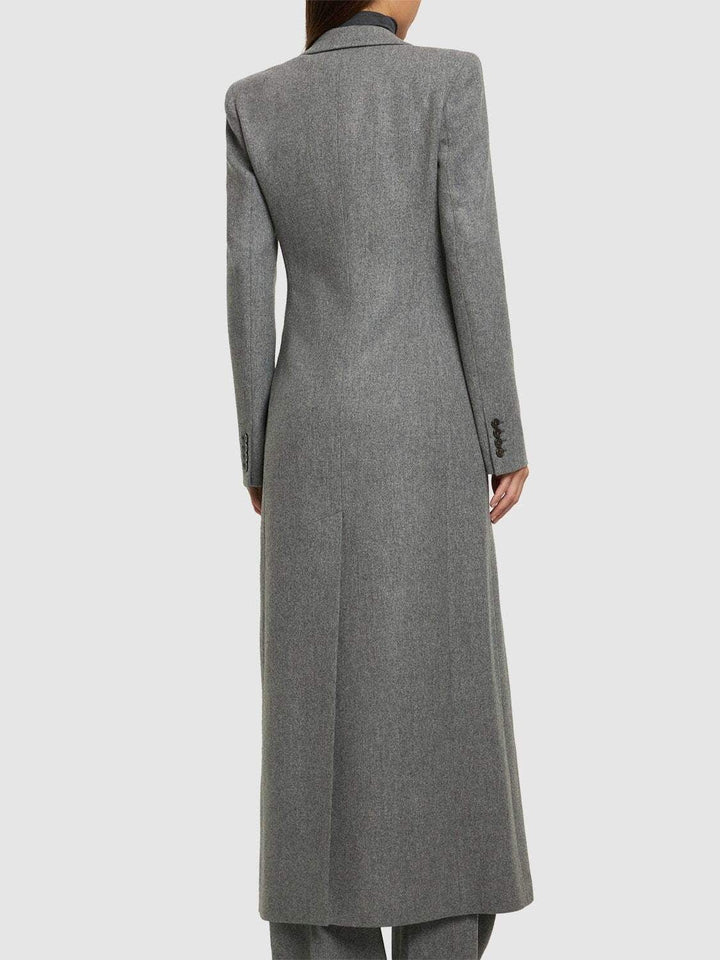 solovedress Grey Tweed Double Button Women's Long Coat