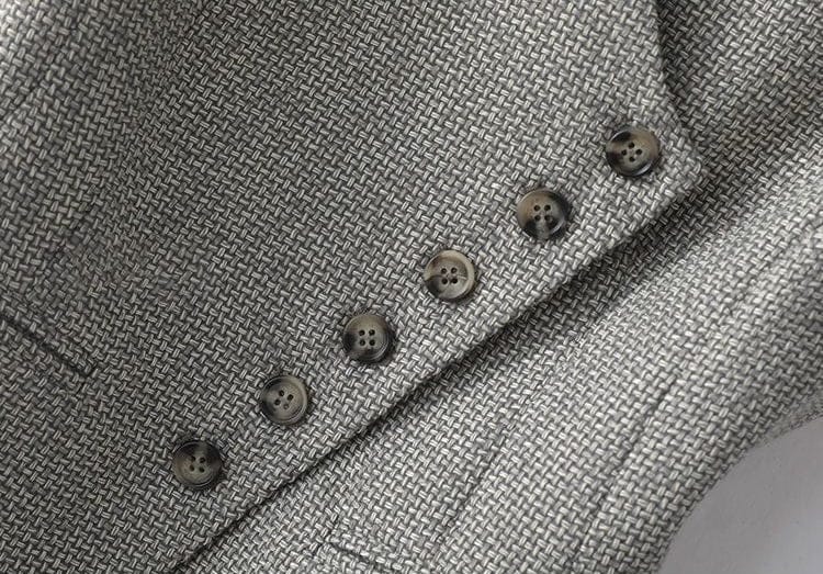 solovedress Grey Women’s Sleeveless Cropped Vest – V-Neck Single Breasted, Fully Lined