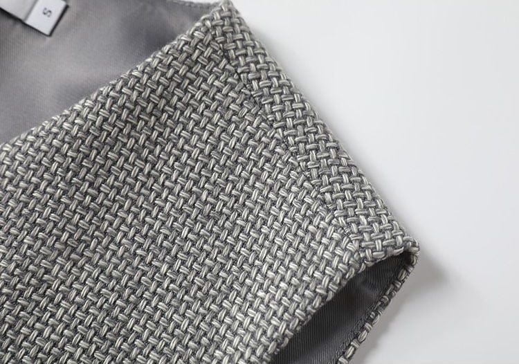 solovedress Grey Women’s Sleeveless Cropped Vest – V-Neck Single Breasted, Fully Lined