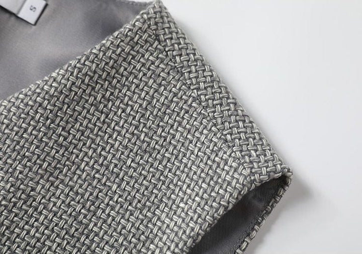 solovedress Grey Women’s Sleeveless Cropped Vest – V-Neck Single Breasted, Fully Lined