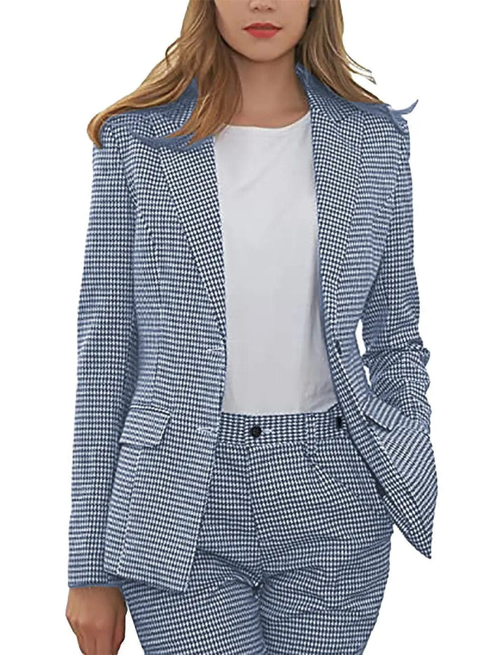 solovedress Houndstooth 2 Pieces Peak Lapel Women Suit