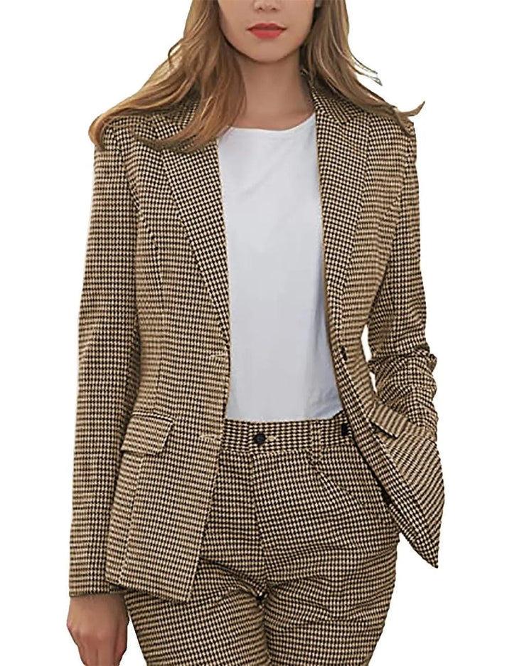 solovedress Houndstooth 2 Pieces Peak Lapel Women Suit