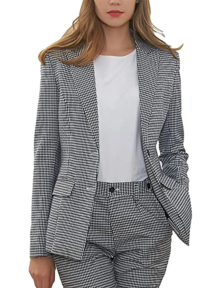 solovedress Houndstooth 2 Pieces Peak Lapel Women Suit