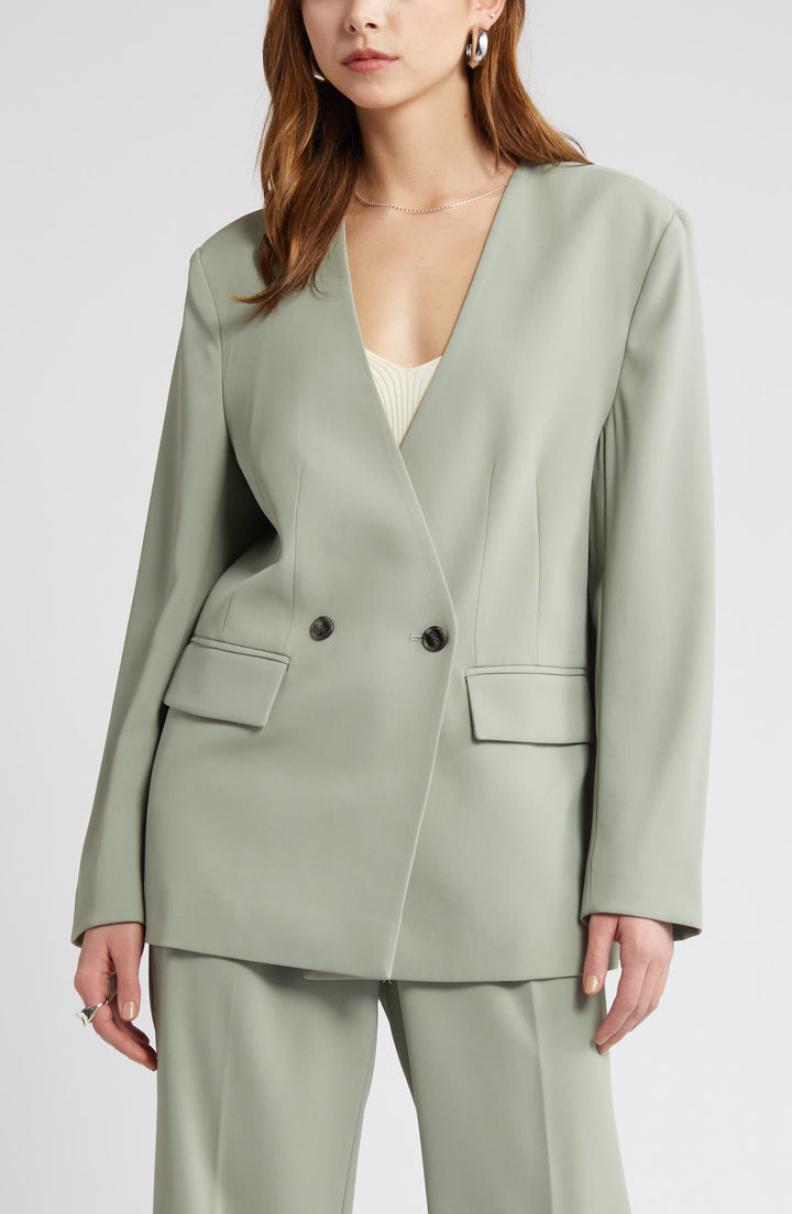 solovedress Leisure 2 Piece V Neck Women's Suit (Blazer+Pants）