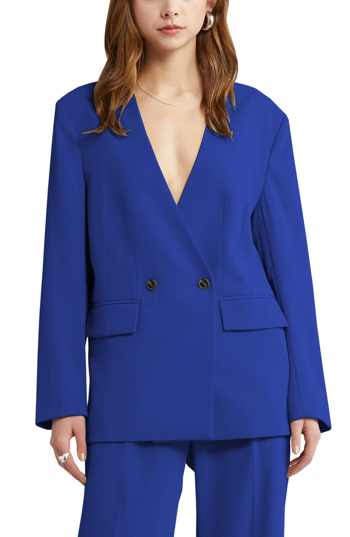 solovedress Leisure 2 Piece V Neck Women's Suit (Blazer+Pants）