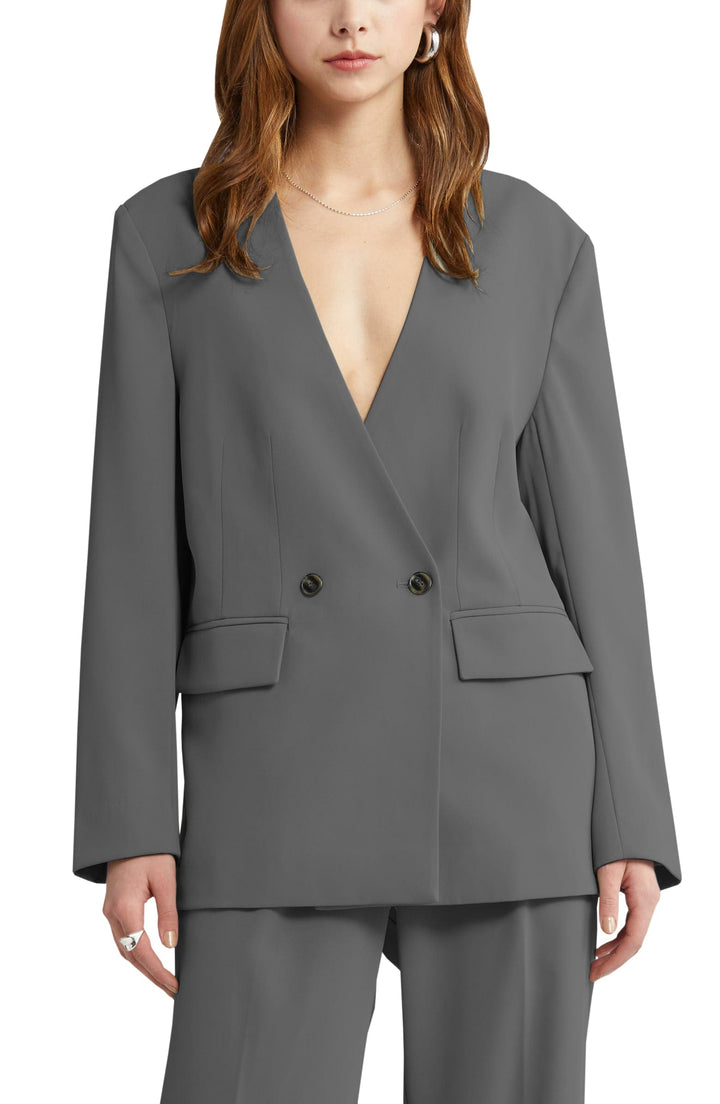 solovedress Leisure 2 Piece V Neck Women's Suit (Blazer+Pants）