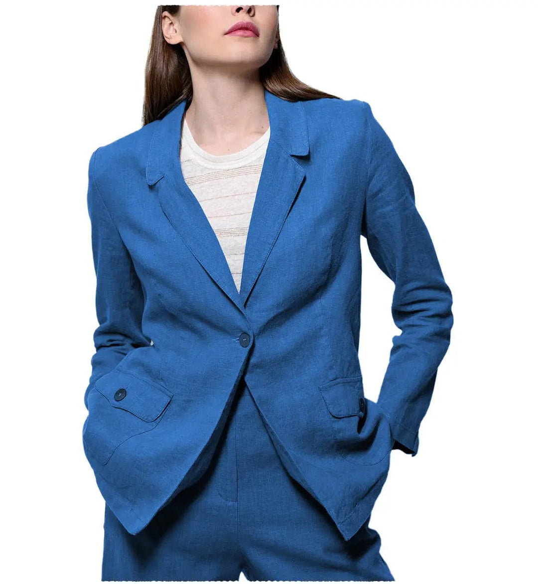 solovedress Leisure Flat 2 Pieces Women Suit Notch Lapel Blazer