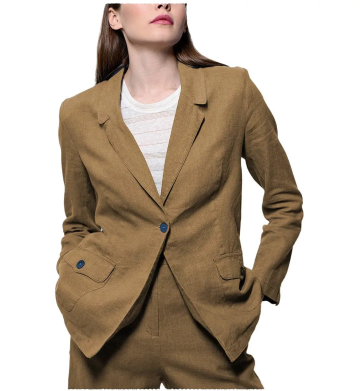 solovedress Leisure Flat 2 Pieces Women Suit Notch Lapel Blazer