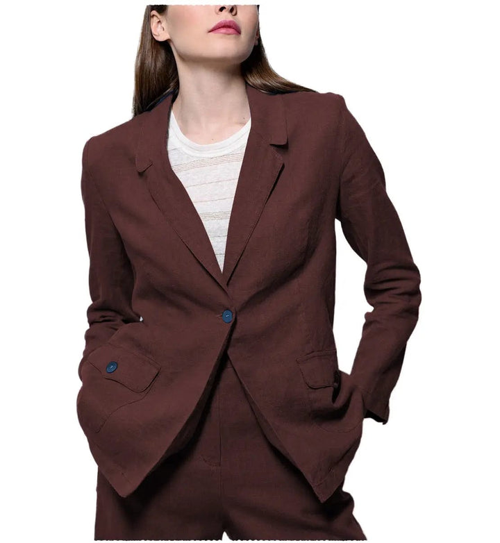 solovedress Leisure Flat 2 Pieces Women Suit Notch Lapel Blazer