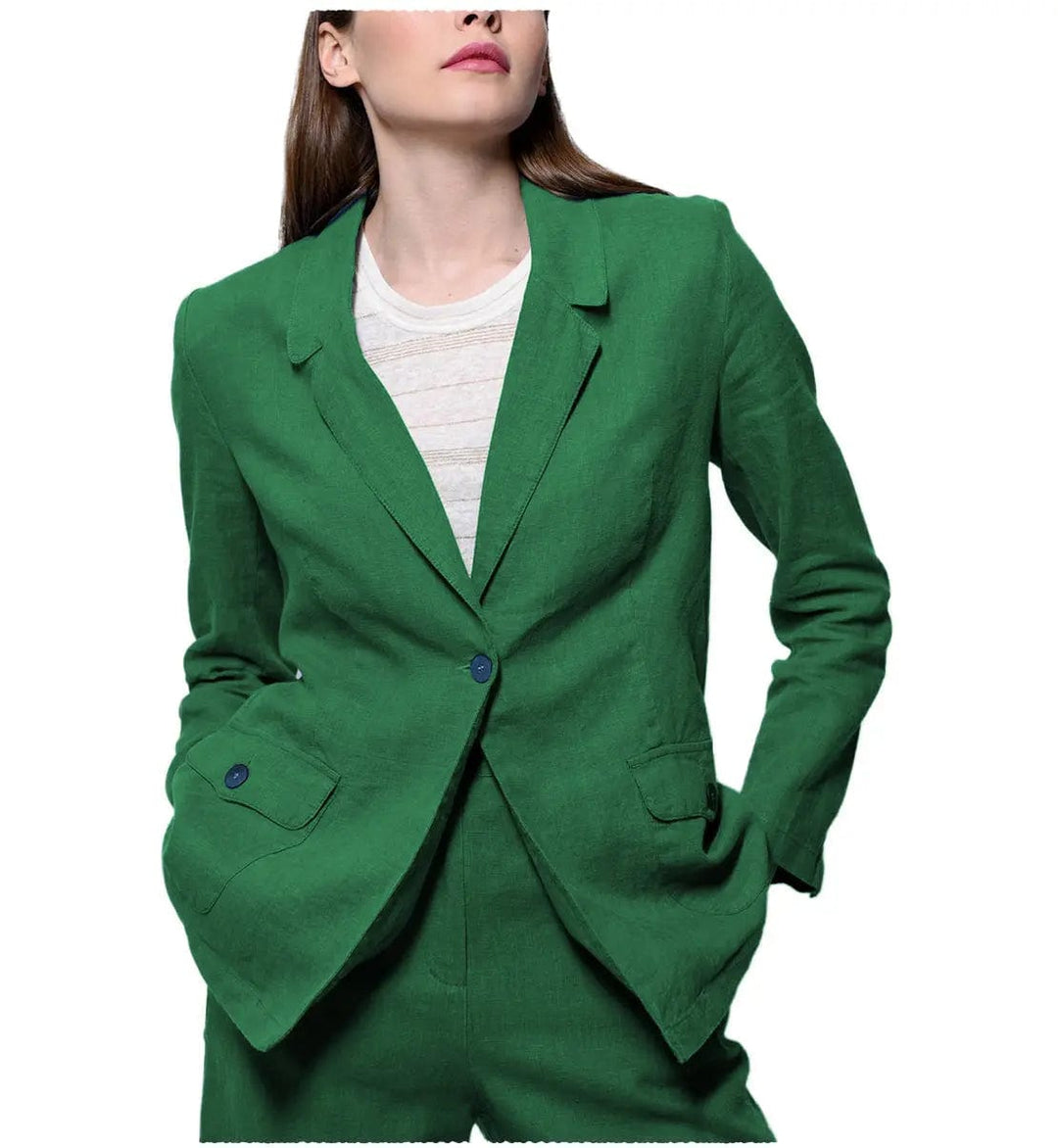 solovedress Leisure Flat 2 Pieces Women Suit Notch Lapel Blazer