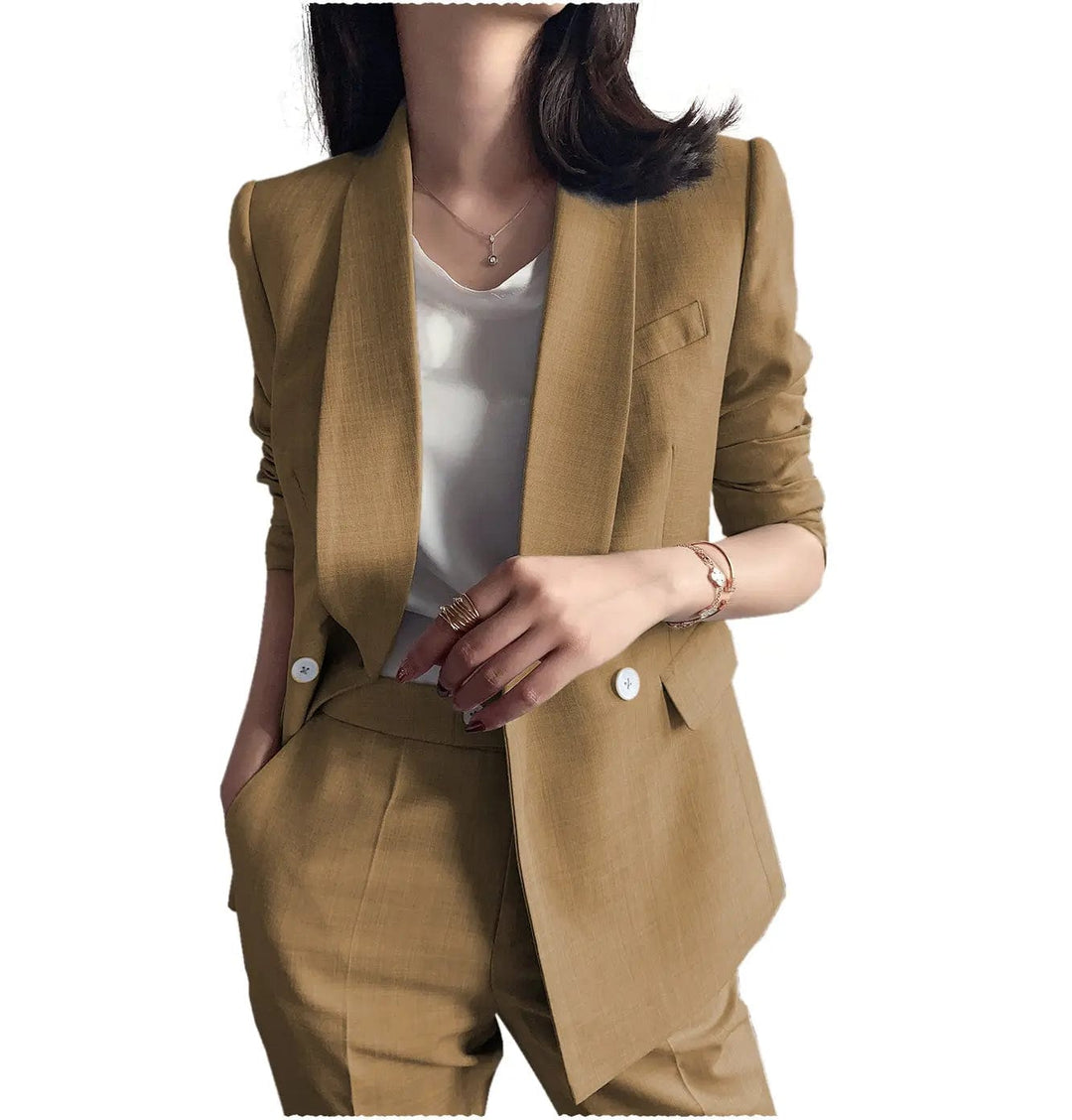 solovedress Leisure Shawl Lapel Blzer 2 Pieces Women Suit (Blazer+Pants)