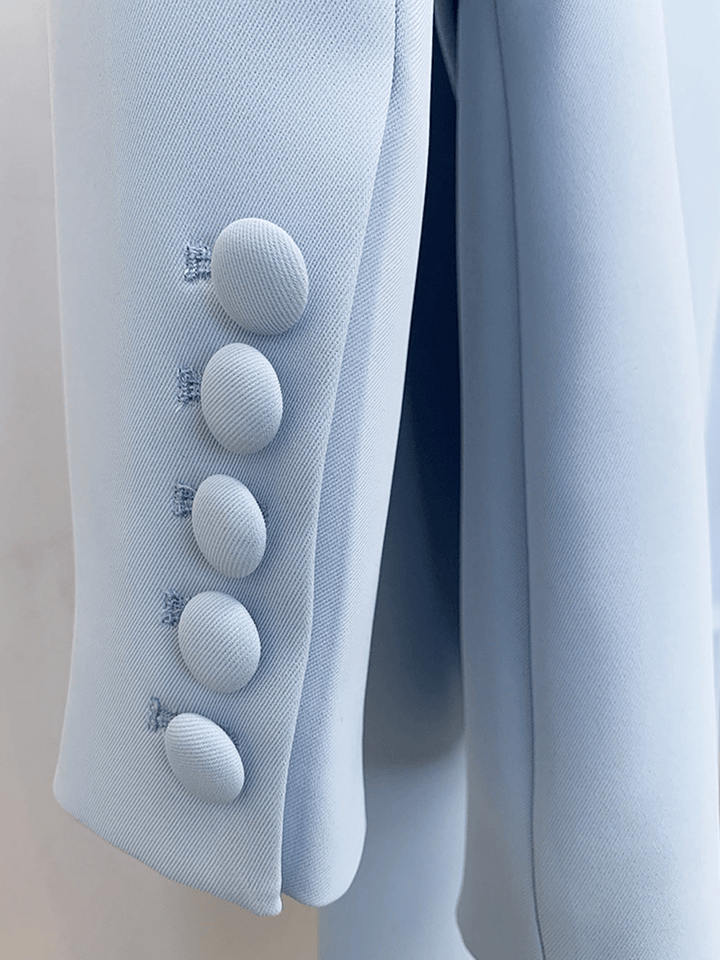 solovedress Light Blue 2 Piece Peak Lapel Single Breasted Slim Fit Women's Suit