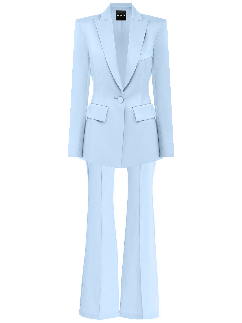 solovedress Light Blue 2 Piece Peak Lapel Single Breasted Slim Fit Women's Suit
