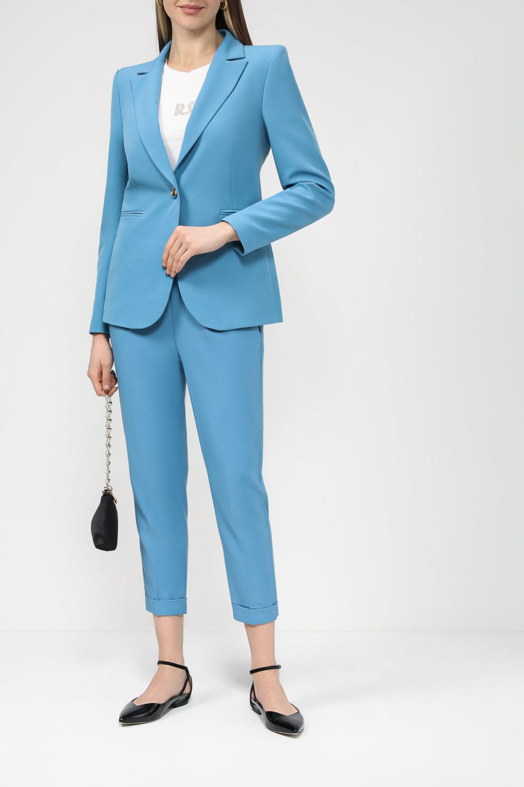 solovedress Light Blue 2 Piece Peak Lapel Women's Suit