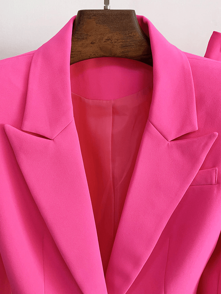 solovedress Pink 2 Piece Peak Lapel Single Breasted Slim Fit Women's Suit