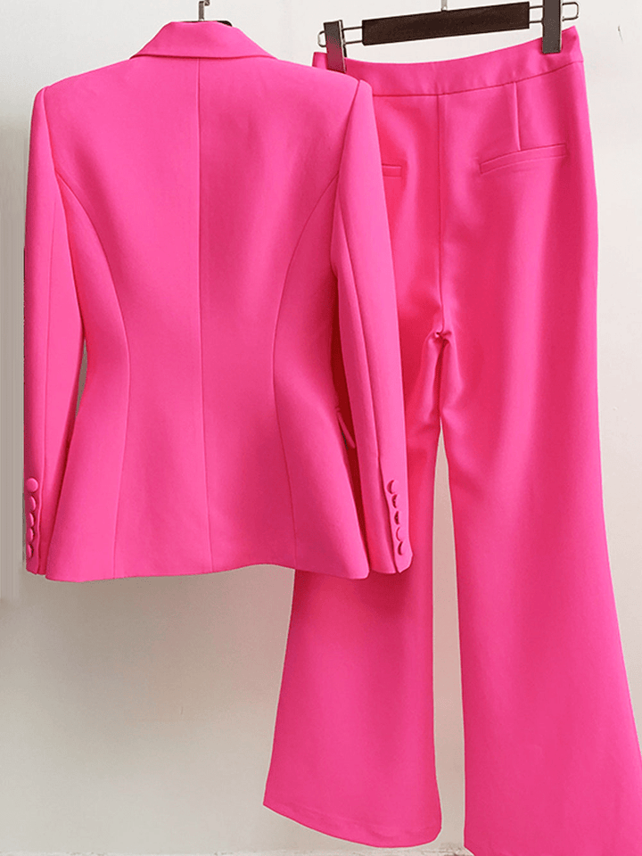solovedress Pink 2 Piece Peak Lapel Single Breasted Slim Fit Women's Suit