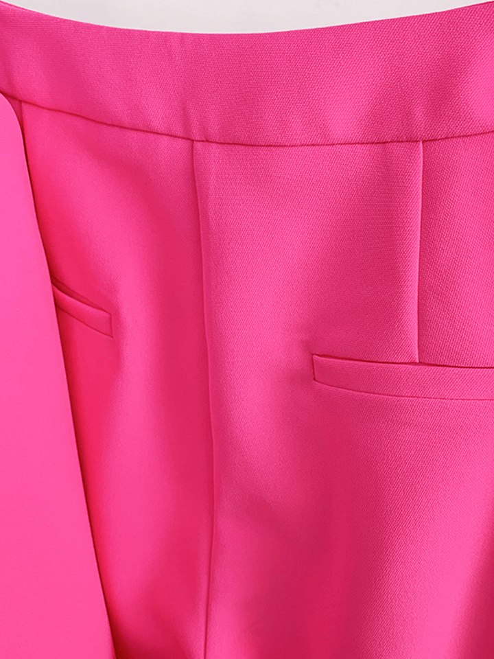 solovedress Pink 2 Piece Peak Lapel Single Breasted Slim Fit Women's Suit