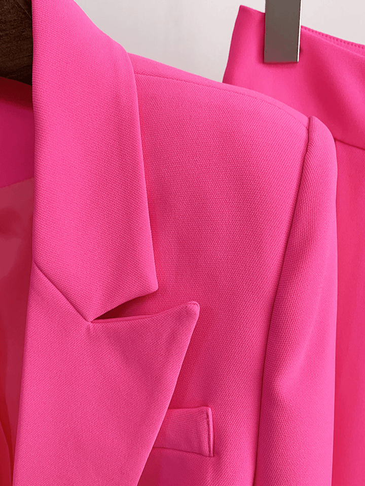 solovedress Pink 2 Piece Peak Lapel Single Breasted Slim Fit Women's Suit
