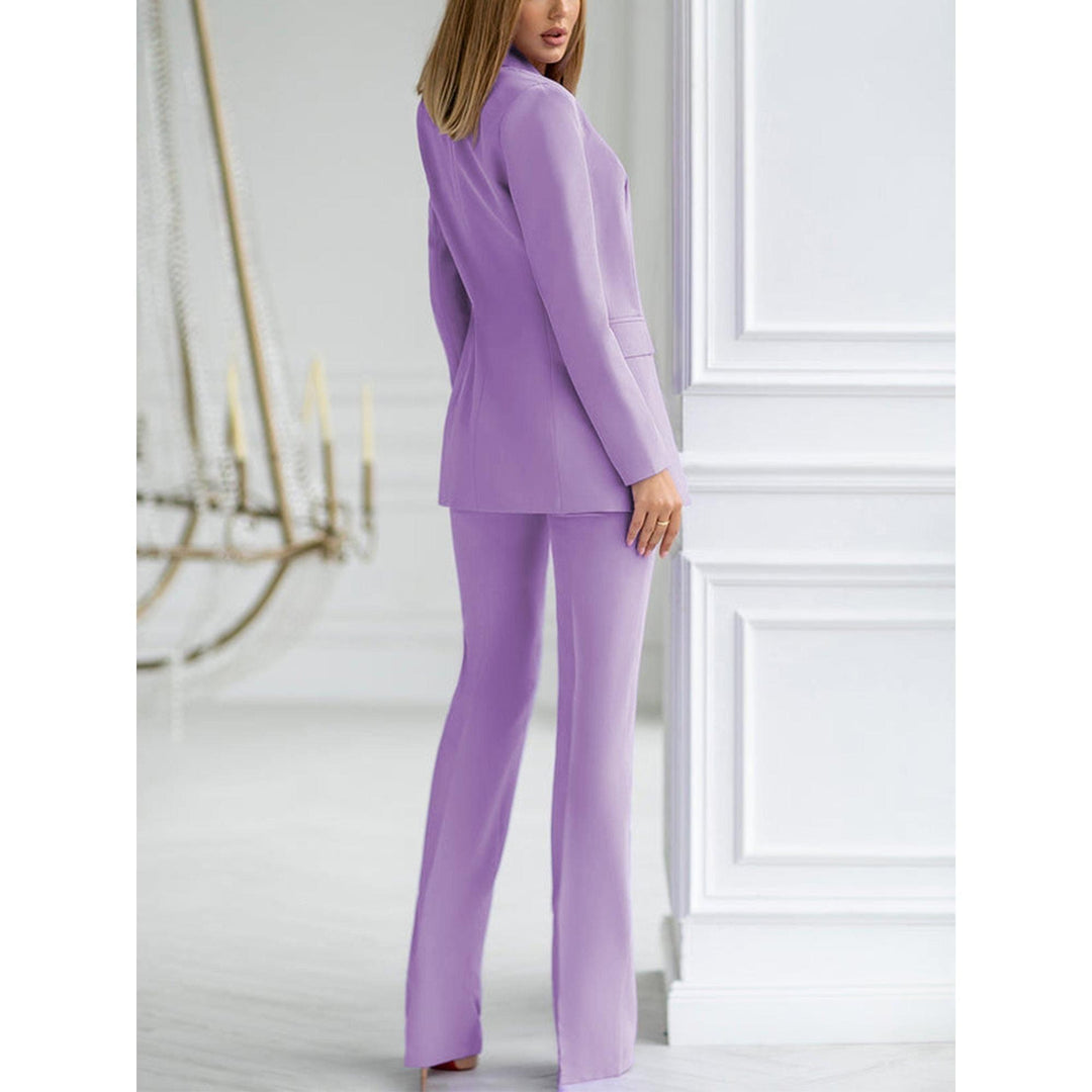 SoloveDress Purple 3 Piece Double Buttons Business Casual Slim Fit Sui ...