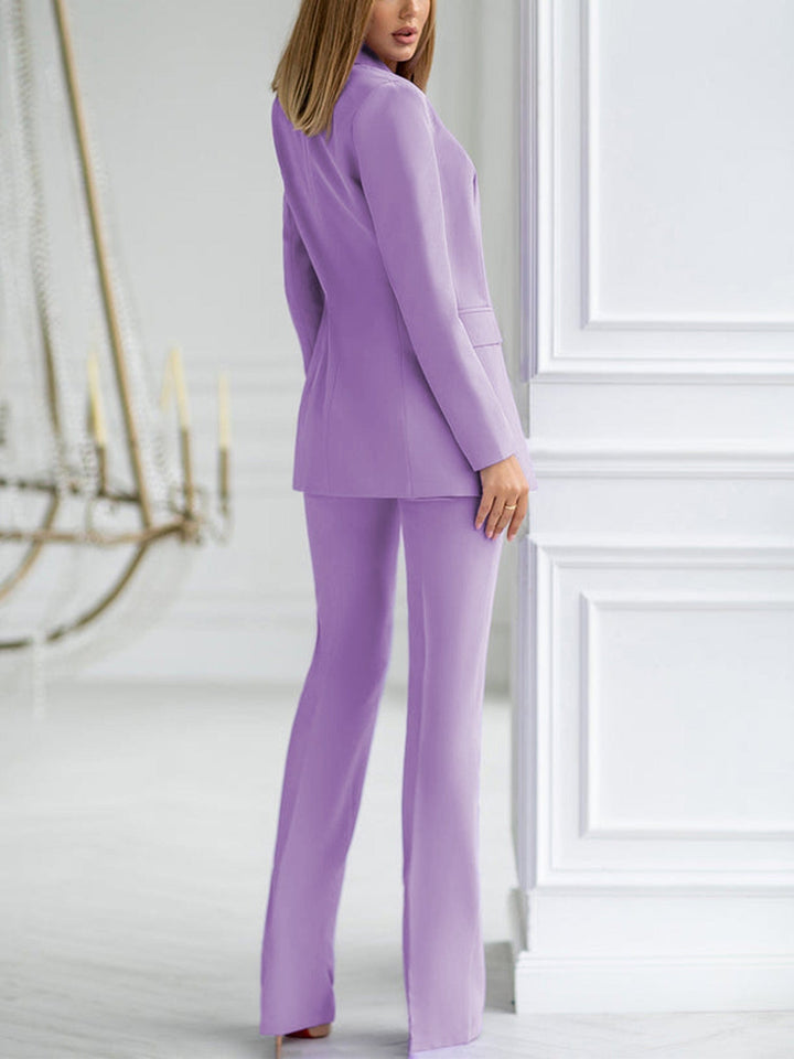 solovedress Purple 3 Piece Double Buttons Business Casual Slim Fit Suit (Blazer+Vest+Pants)