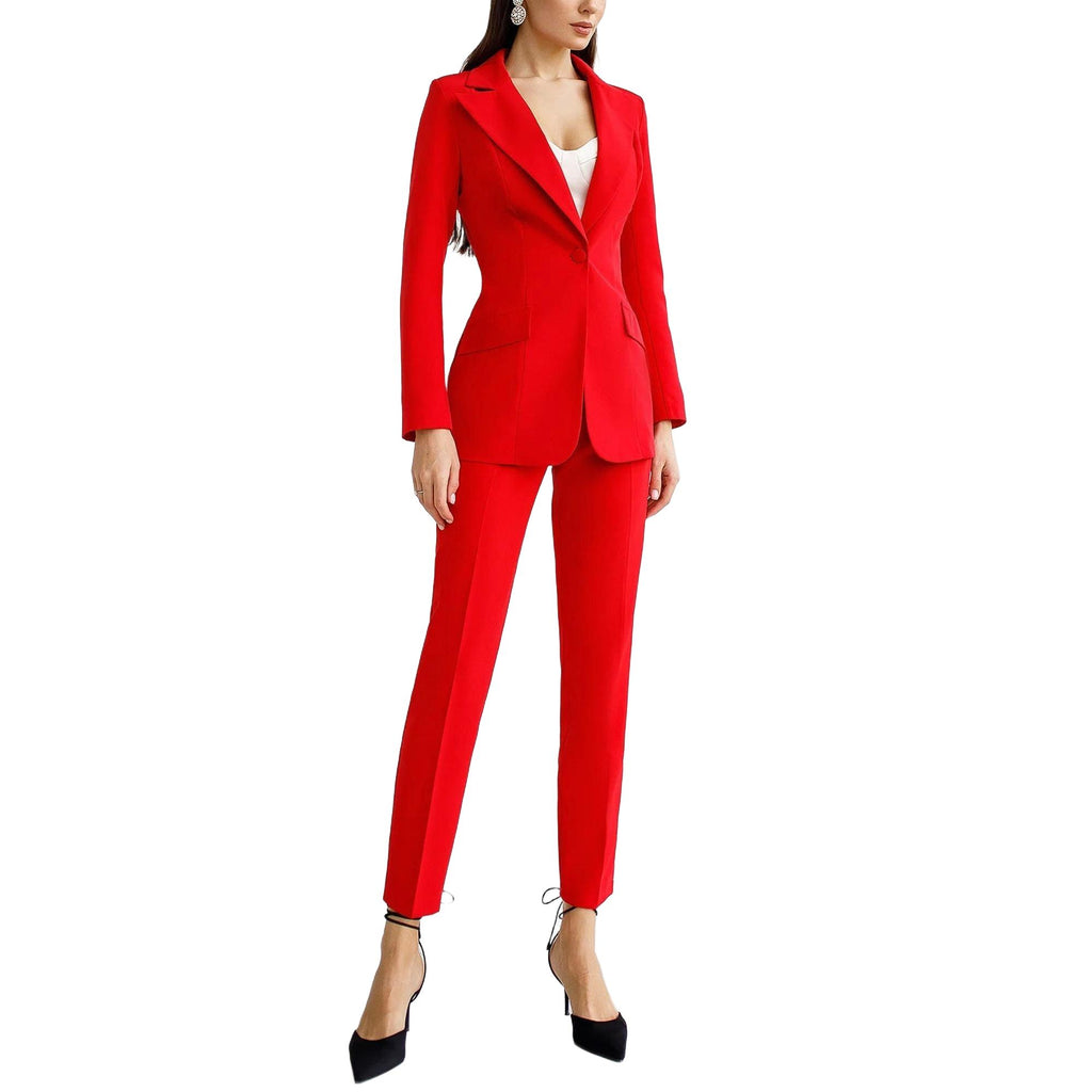 Slim Fit Womens Red Dress Suit SoloveDress Red Piece Business