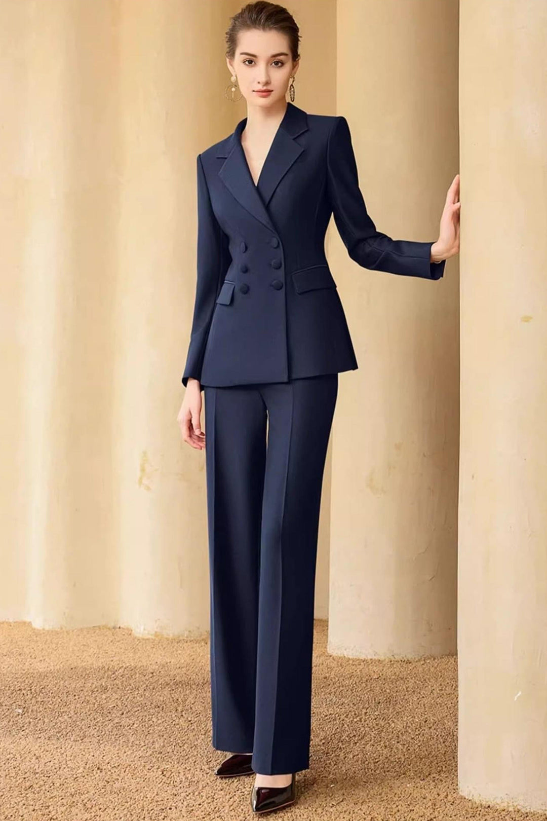 solovedress Red Double Breasted Women's Suit 2 Piece Set (Blazer + Pants)