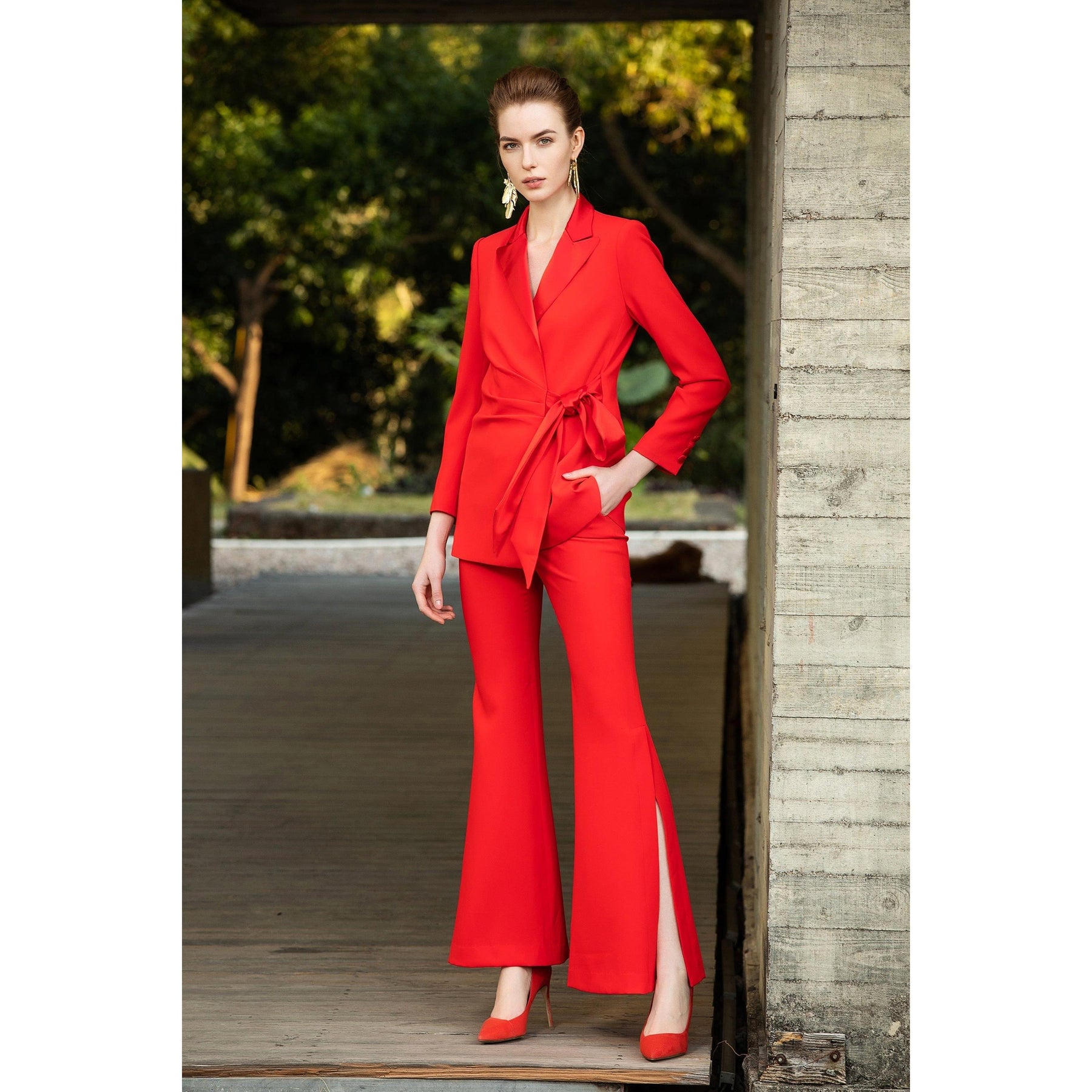 red high waisted dress pants Freedom Flex Slim Straight Leg for Tall Women in Tawny Port 8 / Tall / Tawny Port date night Women's Burgundy High Waist Dress