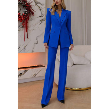 SoloveDress Royal Blue 2 Piece Business Casual Slim Fit Women's Suit