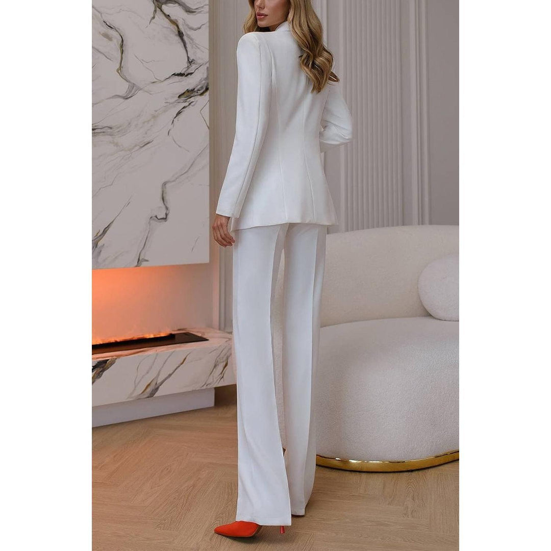 SoloveDress Women's 2 Piece Solid Suit Peak Lapel Single Button Pants solovedress SoloveDress Women's 2 Piece Solid Suit Peak Lapel Single Button Pants solovedress