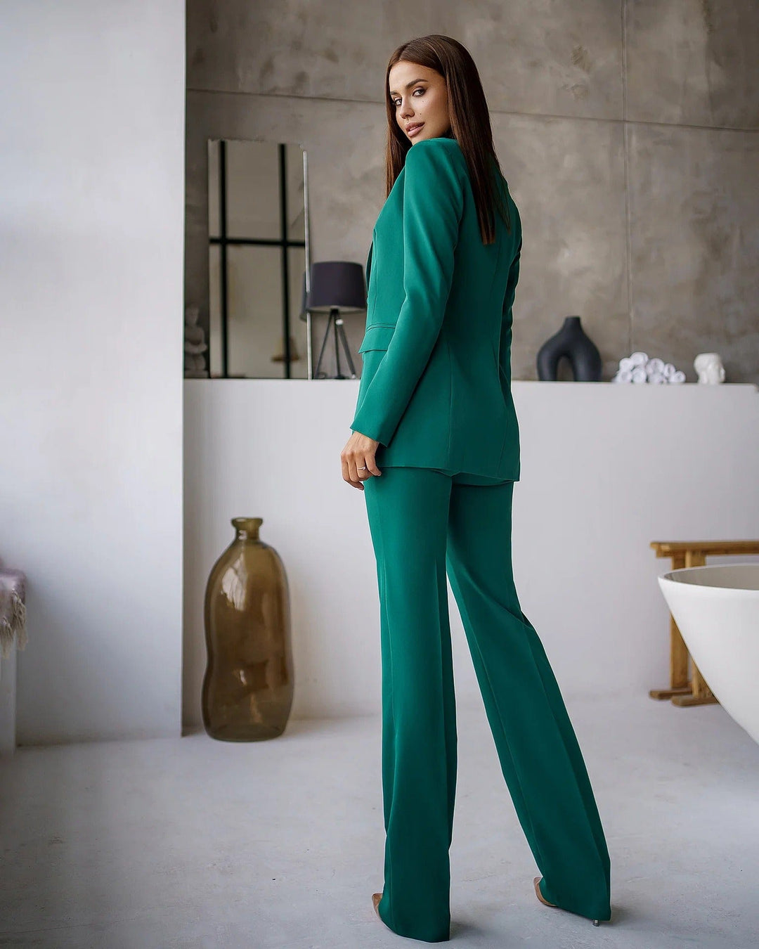 solovedress SoloveDress Elegant Hunt Green Women’s 3-Piece Suit – Blazer, Vest & Pants Set