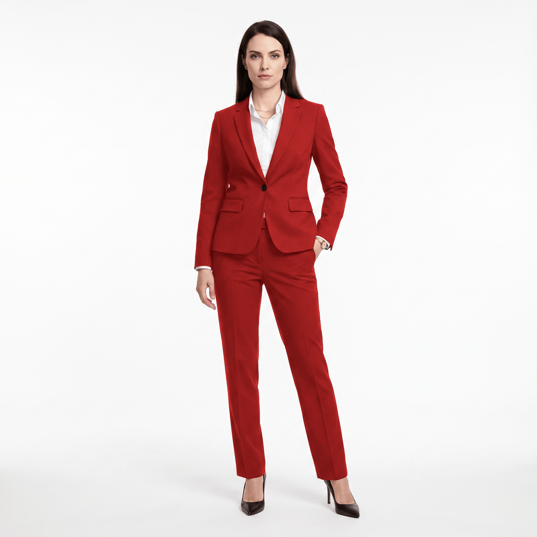 SoloveDress SoloveDress Women's 2 Pieces Solid Notch Lapel Single Button Suits (Blazer+Pants)