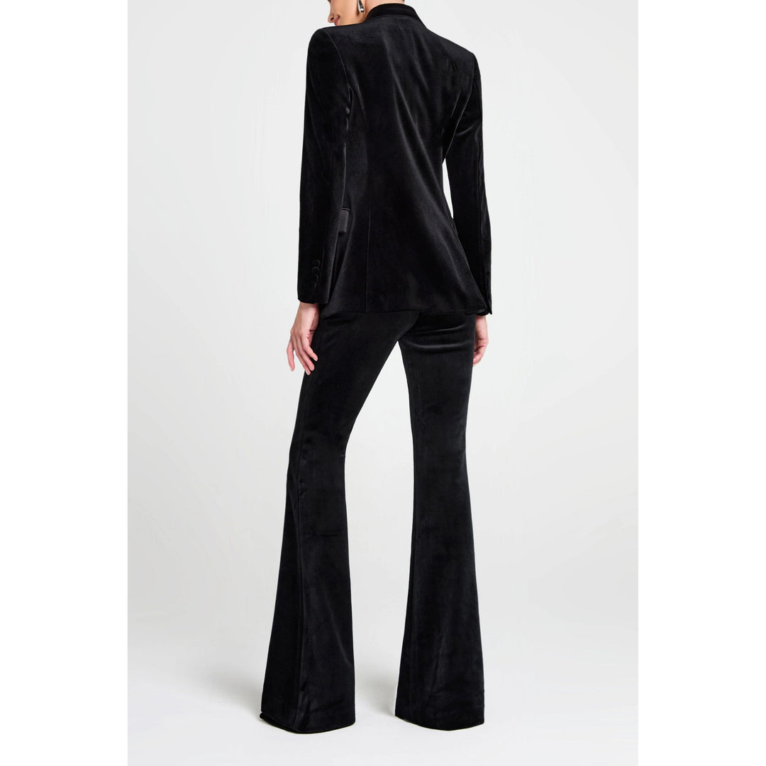 solovedress SoloveDress Women’s Black Velvet Two-Piece Suit – Blazer with Satin Lapel and Pants